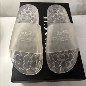 Coach Transparent Clear Logo Jelly Slide Sandals